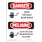 Signmission Safety Sign, OSHA Danger, 5" Height, High Voltage Keep Away Bilingual Spanish OS-DS-D-35-VS-1344 - alternate 1
